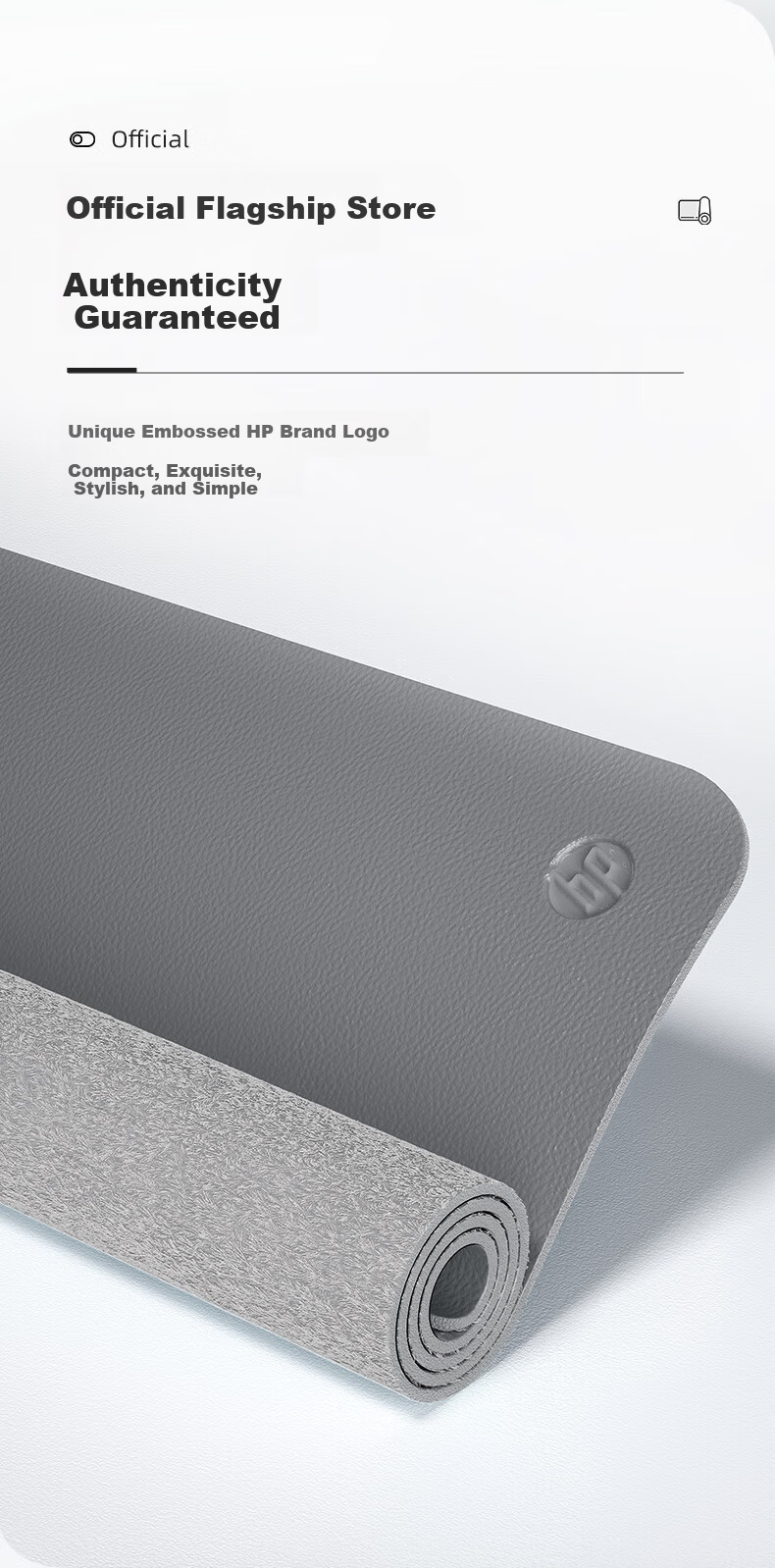 HP MP231 Extra Large PU Leather Waterproof Gaming Office Mouse Pad Dark Gray Extra Large 5