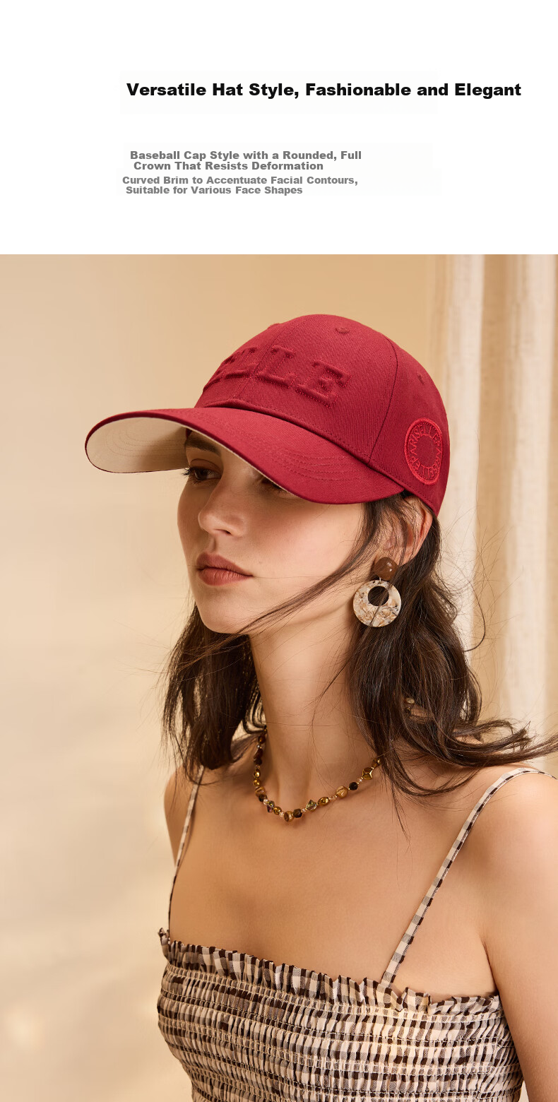 ELLE Baseball Cap for Women, All-Season Sun Protection Hat, Large Circumference High Crown Visibly Small Brim Cap for Men, Gift 10