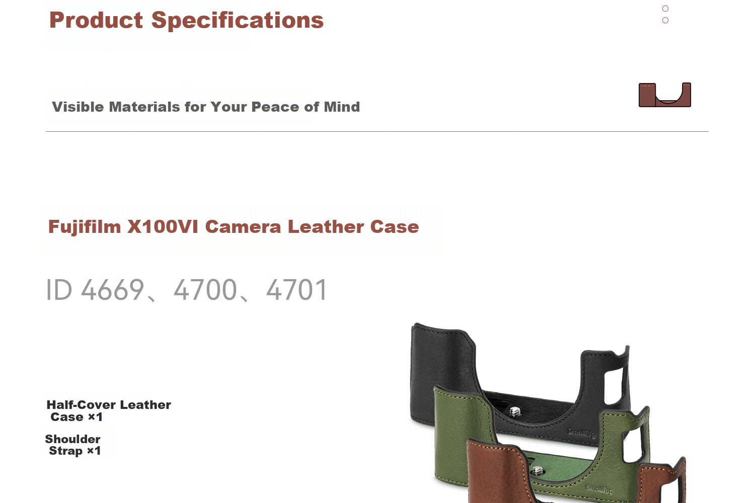 SmallRig 4709 Leather Camera Case for Fuji X-T50 Mirrorless Camera, Vintage Artistic Photography Travel Shooting Base, Half-Cover Leather Shell Strap Protective Cover 25