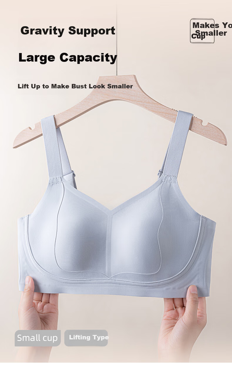 FINSEECH Seamless Lightweight Sports Bra Large Cup Minimizing Lifting Shaping Bra Light Gray Blue 90BCD 1