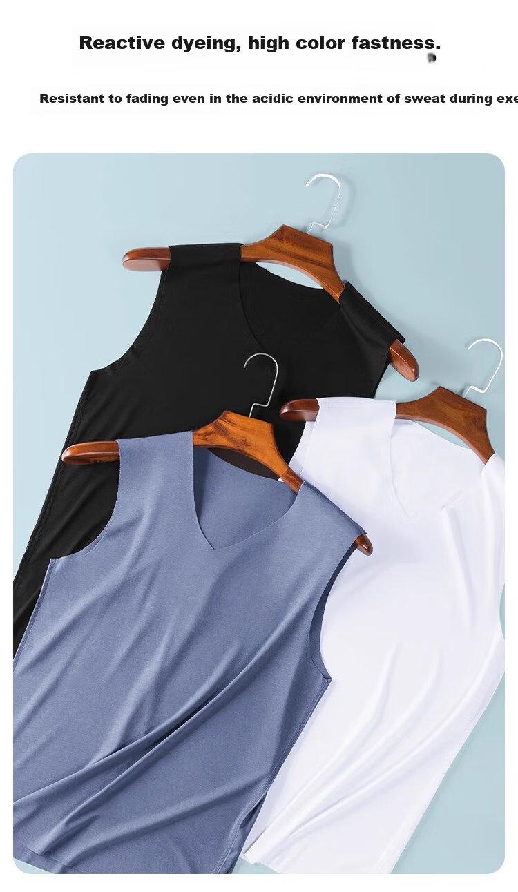FitonTon 2-Pack Men's Modal Seamless Tank Tops Spring Summer Athletic Undershirts Racerback Sports Vests 8