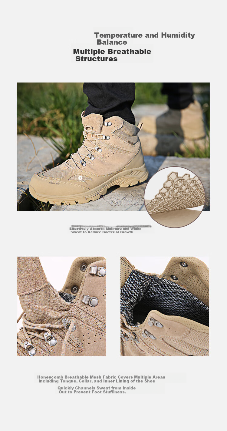 SCALER [King's Road] Professional Outdoor Hiking Boots for Men, Waterproof Non-Slip High-Top Anti-Foot Twisting Desert Boots Hiking Shoes for Wome 11