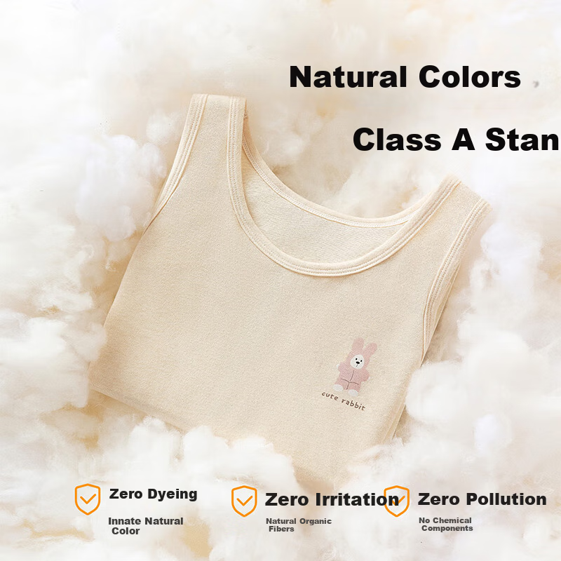 Dingguagua Girls' Developmental Cotton Vest Bra, Anti-Outline Children's Cotton Camisole, Color Cotton 155/75