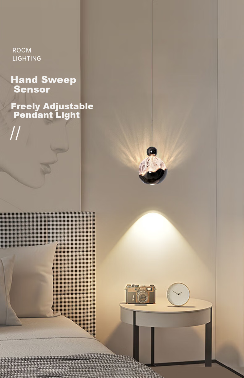 Dengling Bedroom Bedside Small Pendant Light Italian Light Luxury High-End Snow Mountain Neutral Light 4000K Ambient Pendant Wire Light 1