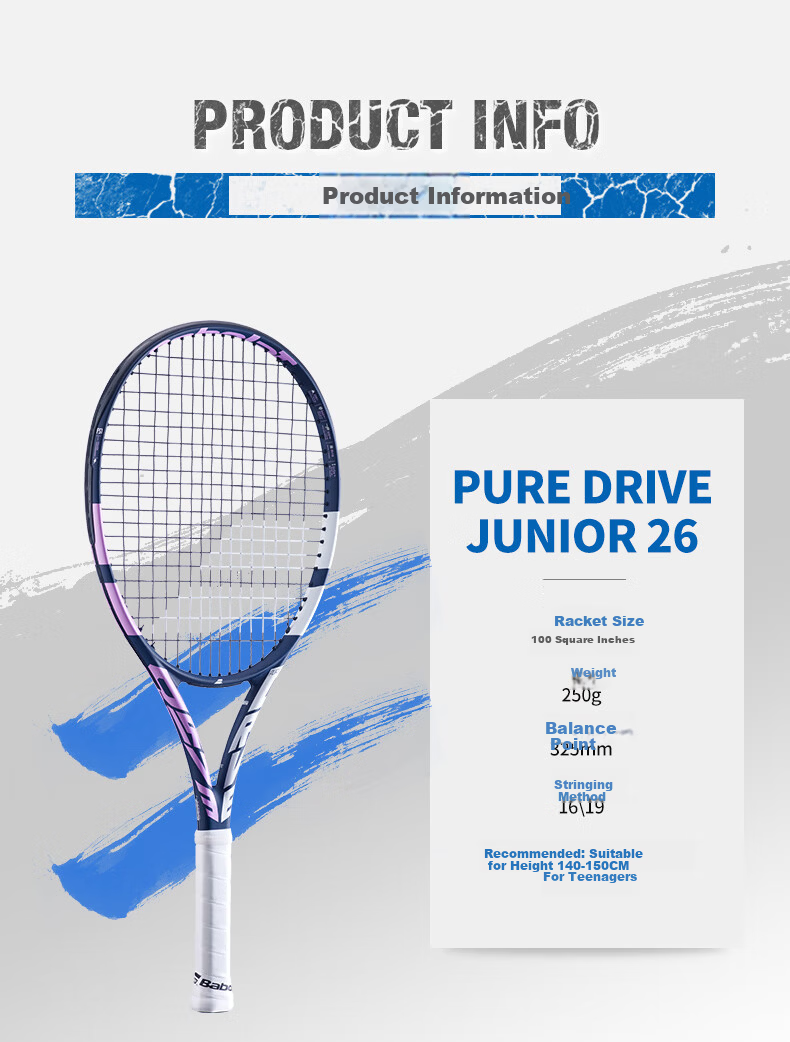 Babolat Full Carbon Professional Tennis Racket for Youth And Children, 25 New Model Babolat Tennis Racket PD JR 3