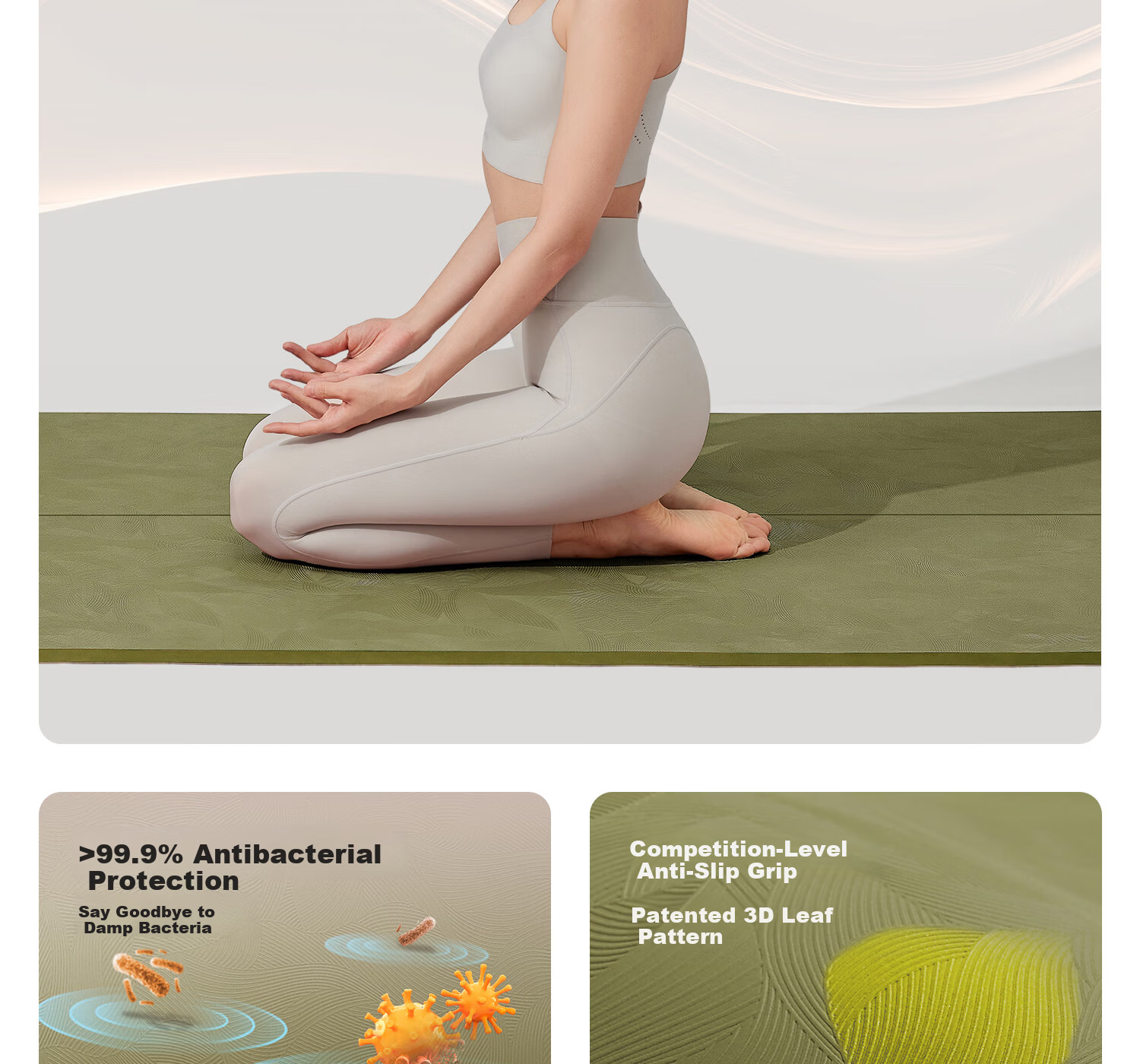 Yottoy Antibacterial Yoga Mat Non-Slip Mat Women's Floor Mat Home Fitness Mat Thickened Shock Absorption Silent Soundproof Exercise Mat 8