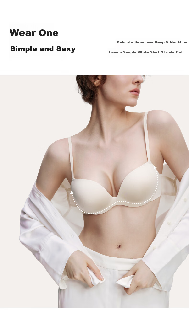 Ubras Yu Shuxin Same Style Round Cup Seamless Push-Up Wireless Bra for Women 4