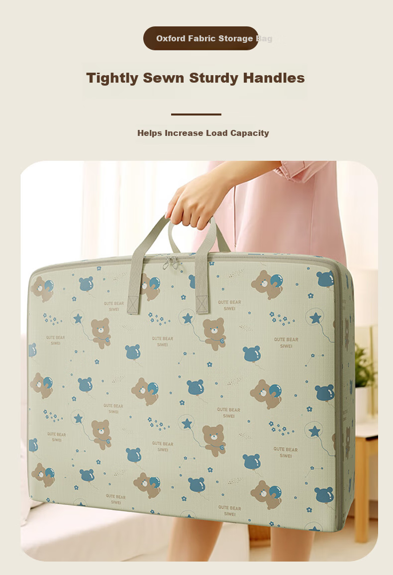 40,000km Thickened Oxford Cloth Quilt Storage Bag Large Capacity Clothes Storage Pack Moving Bag 75L 5