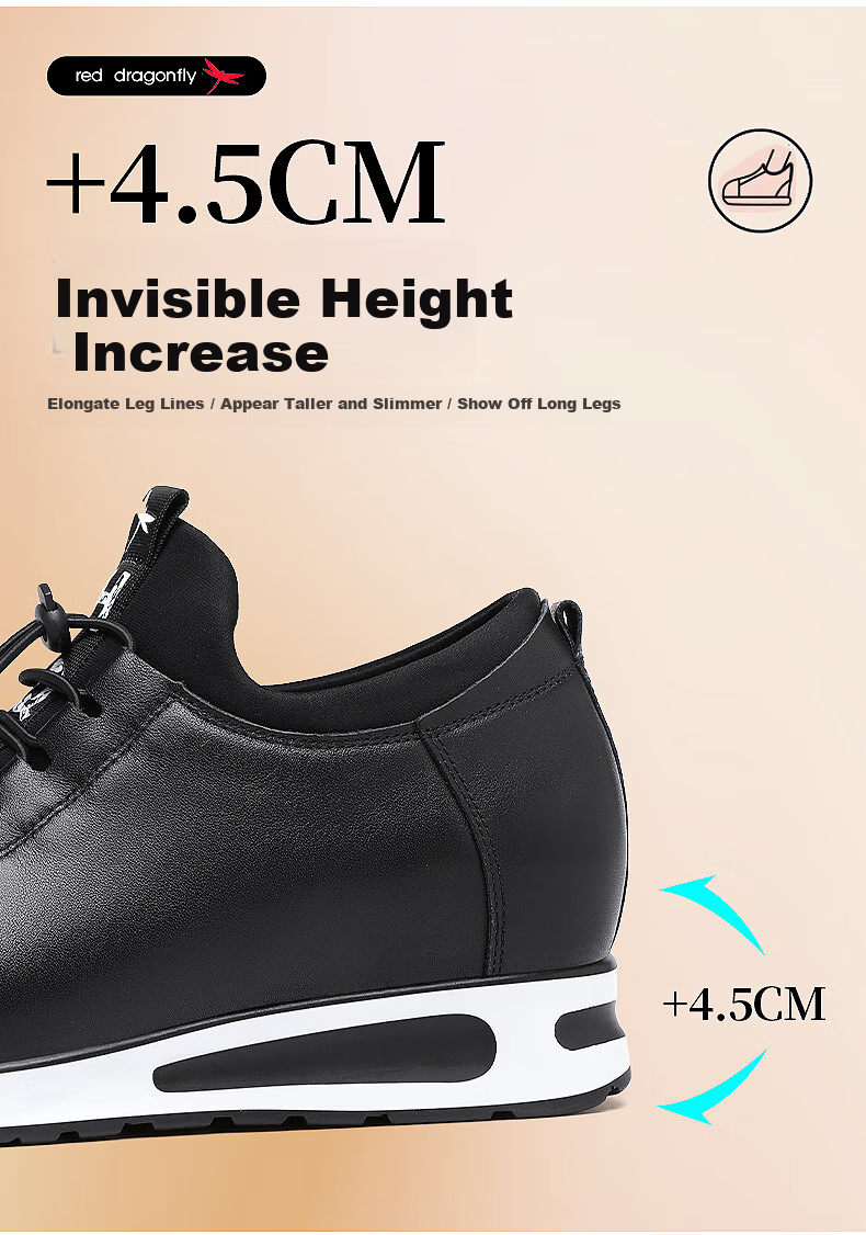 RED DRAGONFLY Women's Height-Increasing Casual Travel Shoes Soft Sole Middle-Aged Mom Leather Shoes C0TTN03391 8