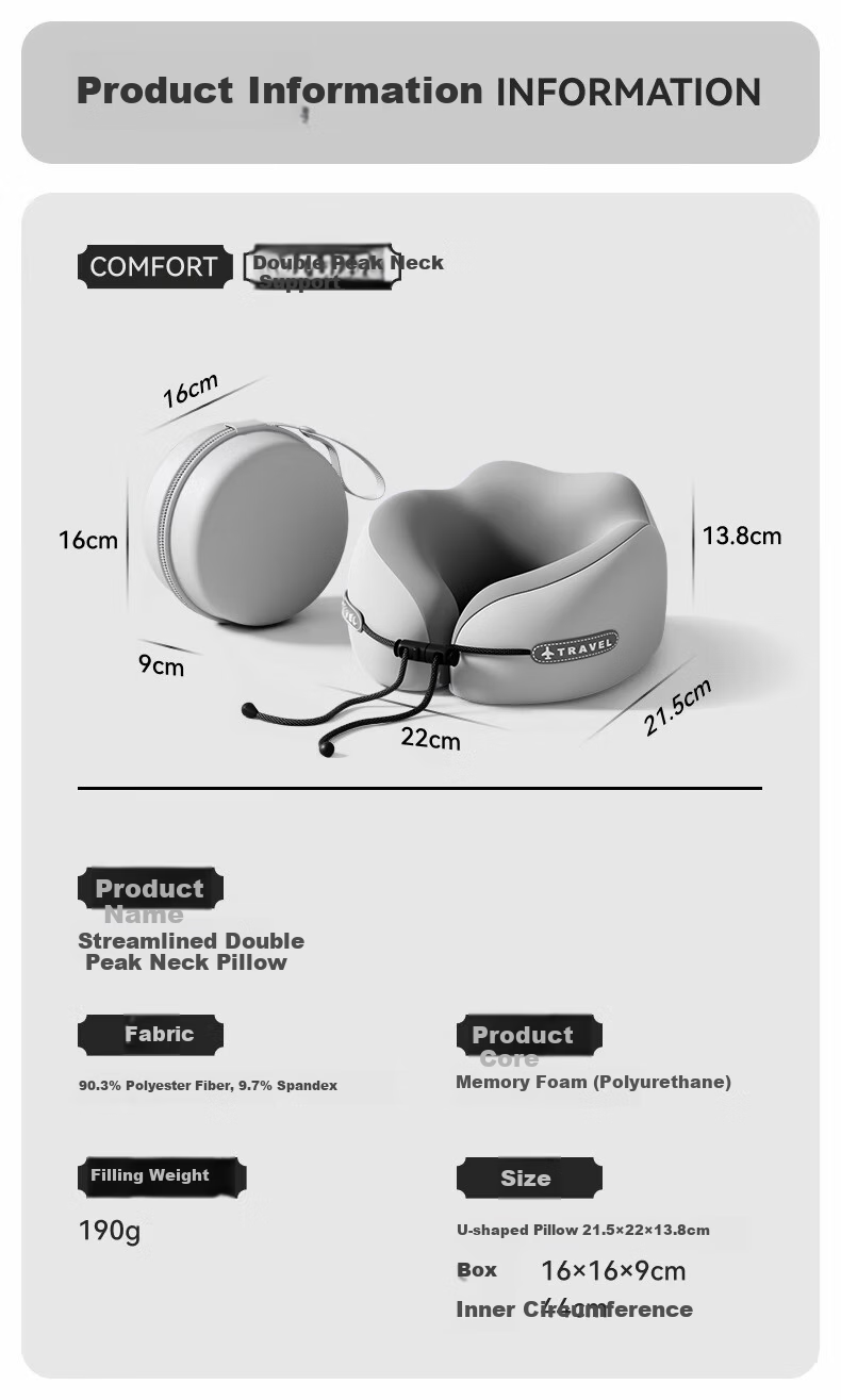 Yalu U-Shaped Neck Pillow Memory Foam Travel Sleep Cervical Support Office Car Airplane Cushion 10