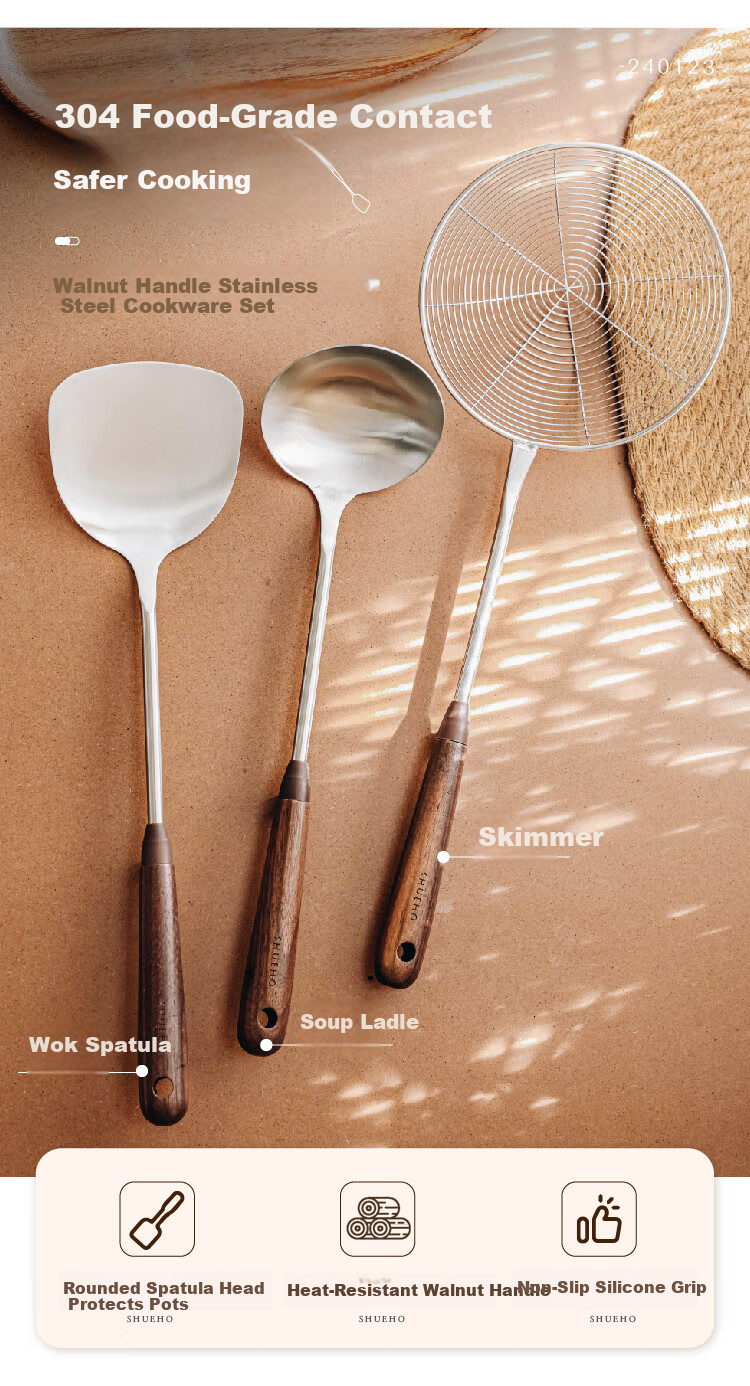 Shuke Stainless Steel Soup Ladle Hot Pot Skimmer High Temperature Resistant Integrated Oil Strainer Spoon Filter Mesh Scoop 1
