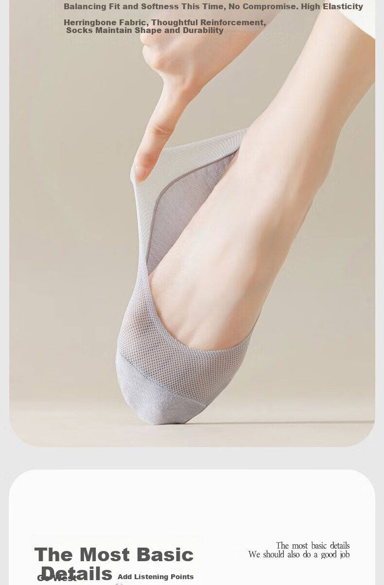 Cotton Full Women's Summer Thin Ice Silk No-Show Boat Socks Non-Slip Low Cut Mesh Invisible Socks 6 Pairs 6