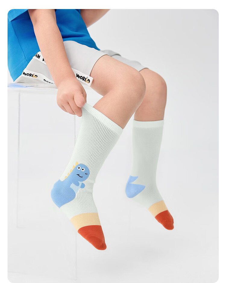 Balabala Baby Socks Summer Mesh Breathable Thin Infant Long Socks Anti-Mosquito Comfortable 3 Pairs Pack 33