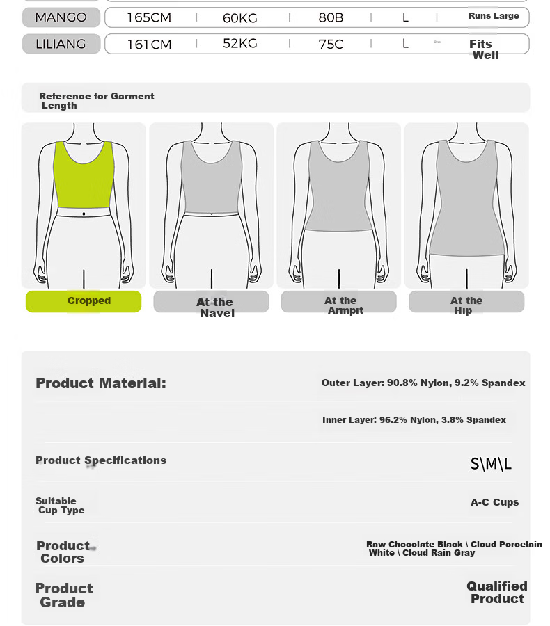 Half-Training Camisole with Chest Pad, Backless Bra, Integrated Inner Wear and Outer Wear, Cloudy Gray, Size S 30