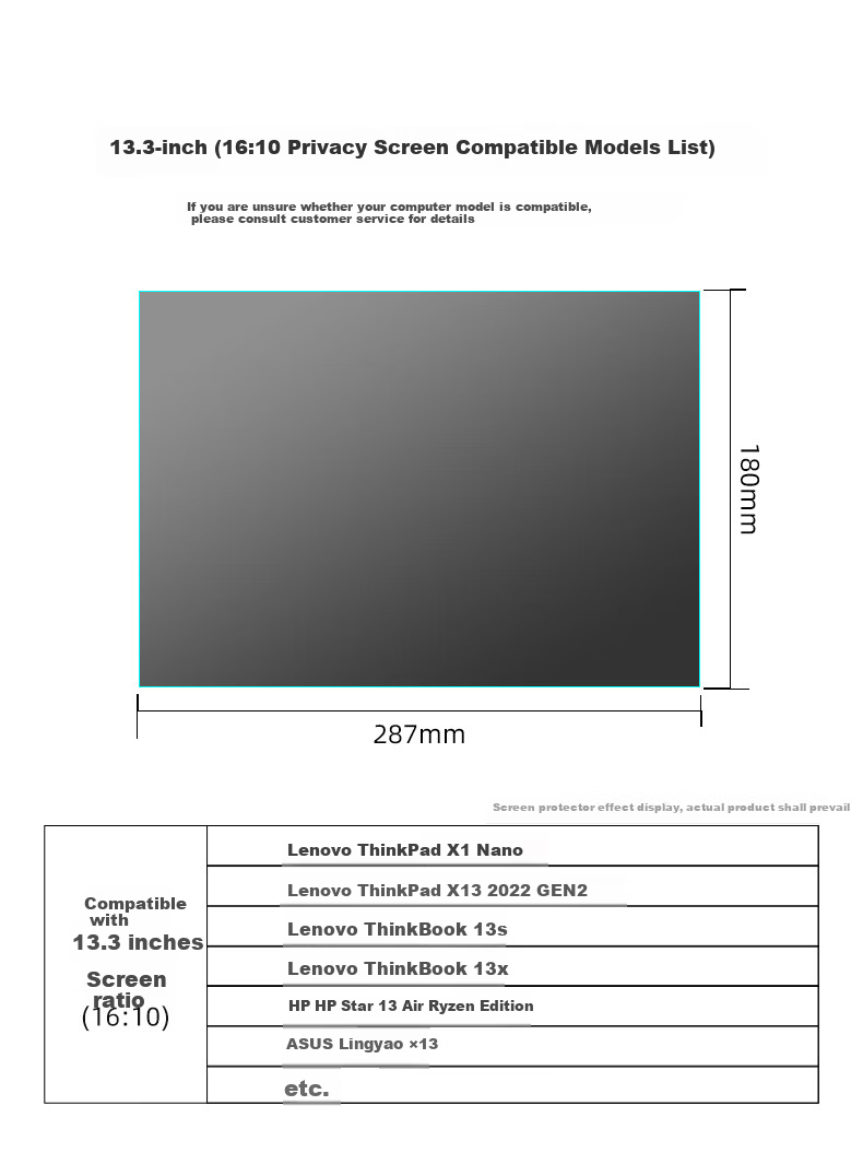 Jiasu 13-inch Laptop Privacy Screen Protector Adhesive Anti-Peeping Film Compatible with HP StarBook Pro 13, Lenovo Xiaoxin 13 Air, ThinkPad X13, S2 1