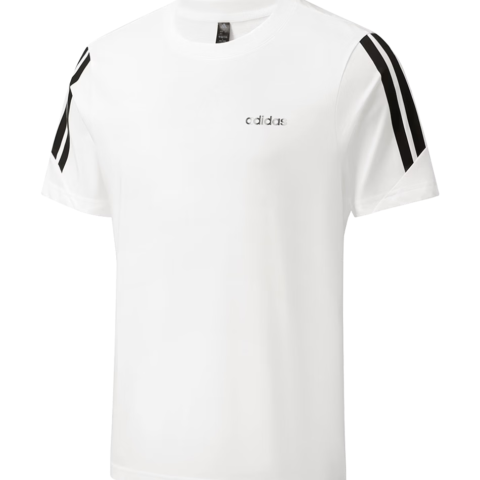 Adidas Men's Summer Cotton Sports Running Breathable Lightweight Loose White Short Sleeve T-Shirt S