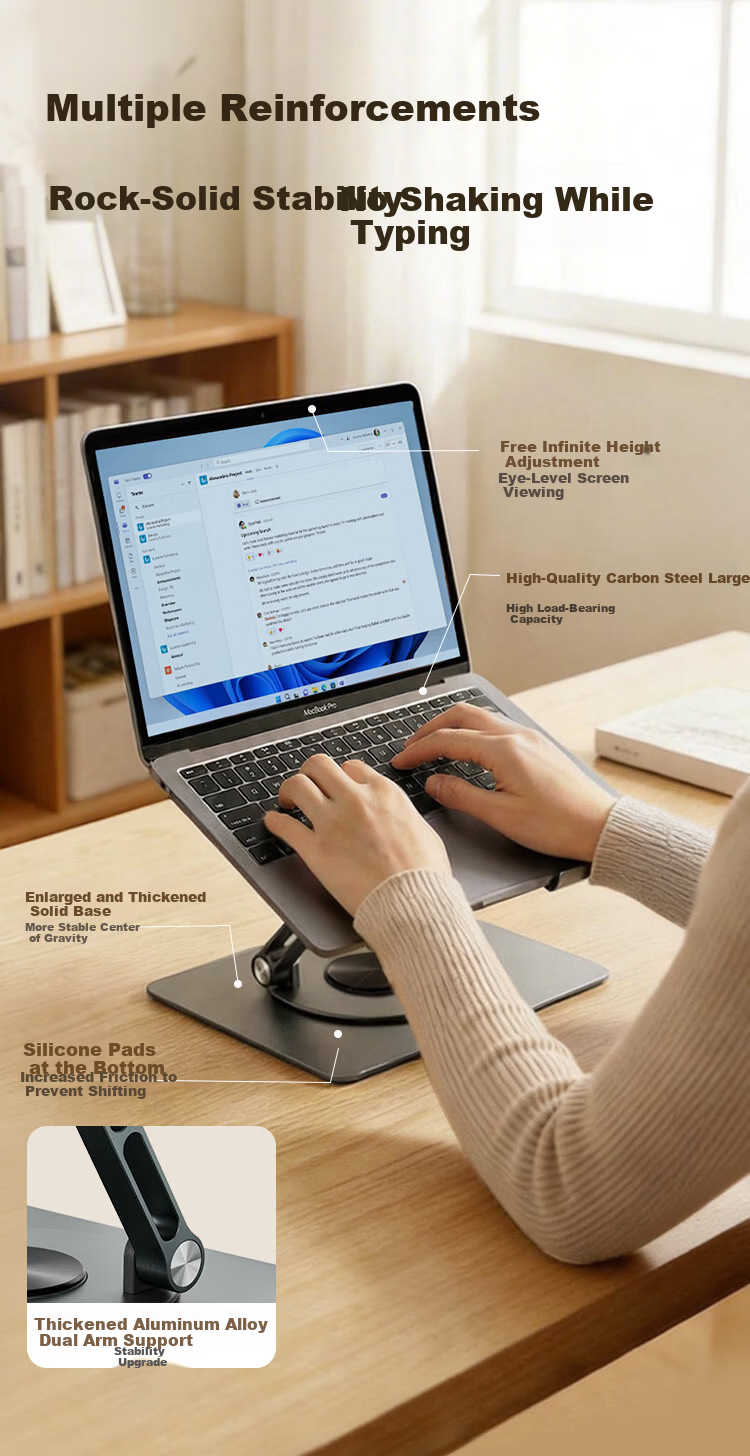 JD Jingzao Laptop Stand Tablet Cooler 360° Rotatable Stepless Adjustable Foldable Compatible with Apple Xiaomi Lenovo Legion Portable Floating Display Vertical Heightening Desk 5