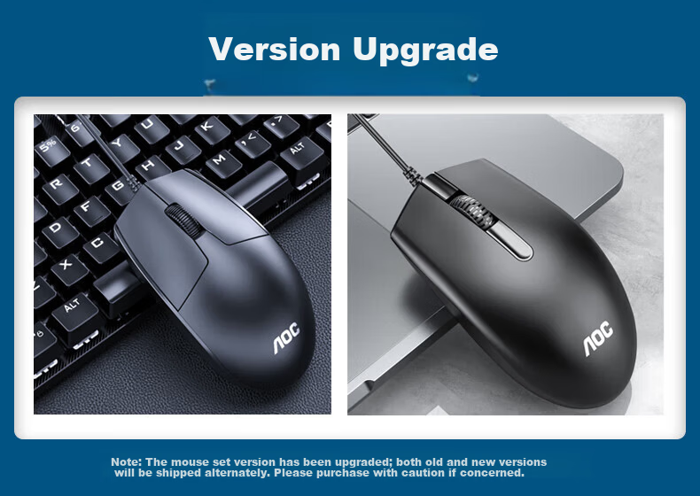 AOC GKM410 Mechanical Keyboard and Mouse Combo Wired Gaming Office Full-Size Black Blue Switch 1