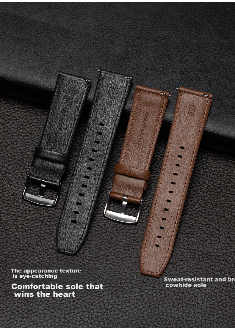 Gangjue Genuine Leather Watch Strap for Huawei GT6/GT5/GT4 Pro/Watch5/4/3/2 Women’s 41/42MM First Layer Cowhide Frost White 18mm Band 10