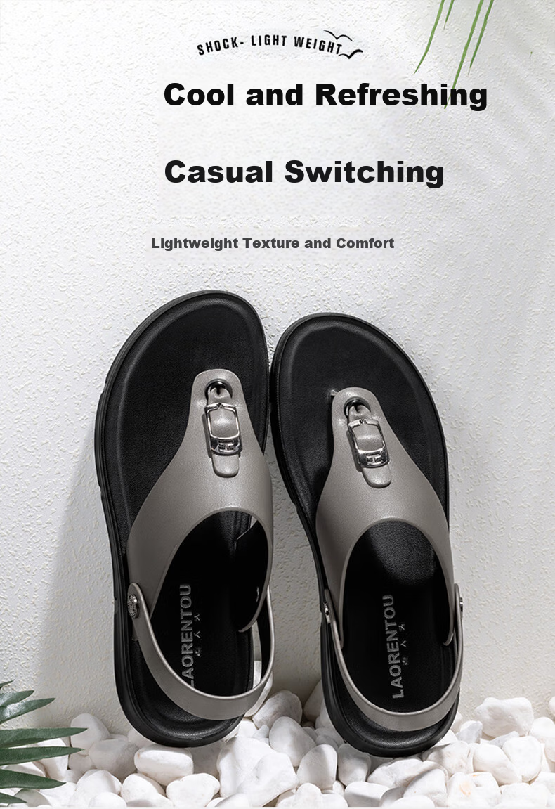 LAORENTOU Flip-Flops for Men, Fashionable And Simple Dual-Use Sandals, Outdoor Beach Slippers LT11107 Black 43 1