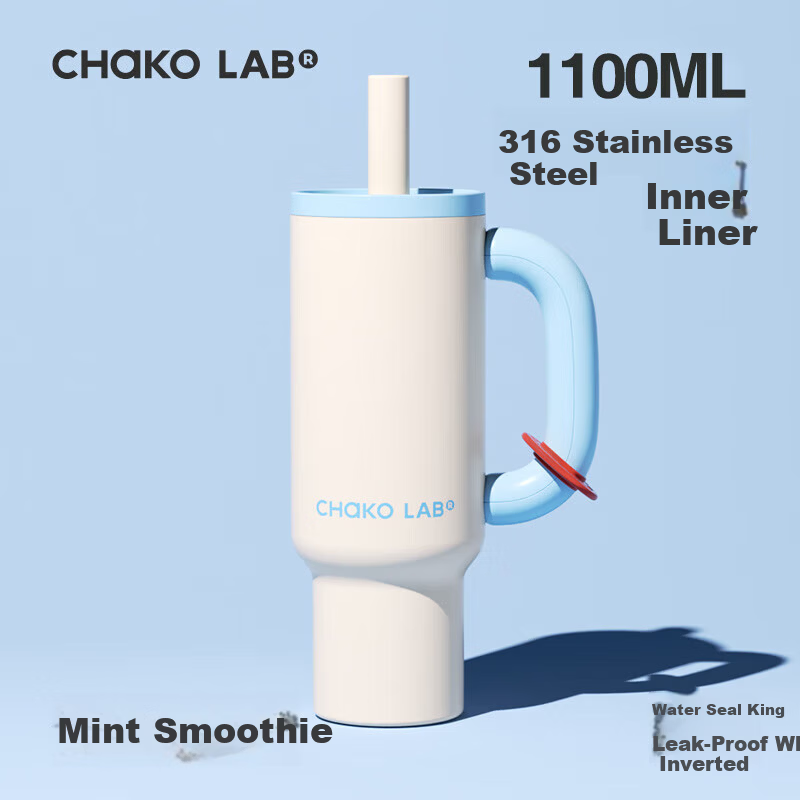 Chakolab Office Straw Tumbler Large Capacity Insulated Stainless Steel Water Bottle Car Student King Cup