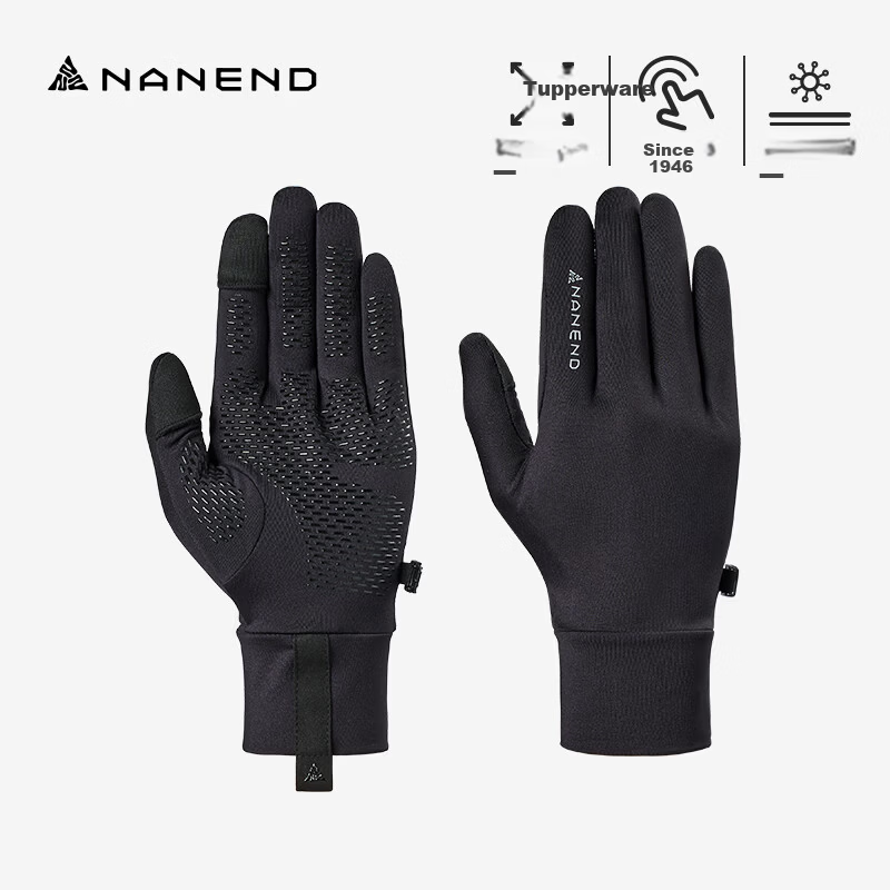 NANEN Ski Gloves 2025 New Touchscreen Liner Snowboard Double Board Fleece Warm Quick-Dry Gloves Black M