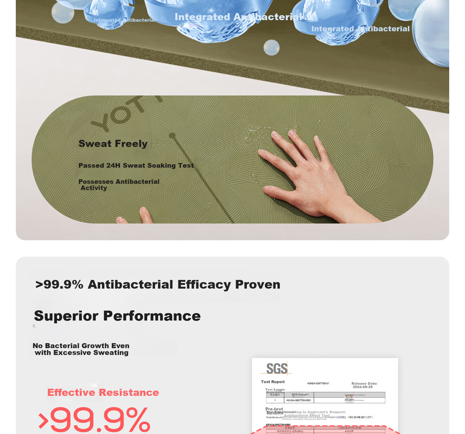 Yottoy Antibacterial Yoga Mat Non-Slip Mat Women's Floor Mat Home Fitness Mat Thickened Shock Absorption Silent Soundproof Exercise Mat 11