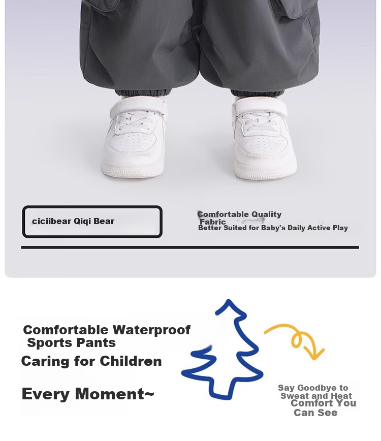 Ciciibear [Moisture-Wicking Quick-Dry Waterproof] ciciibear Baby Work Pants Spring Autumn Boys Pants 2025 New Children's Long Pants 2