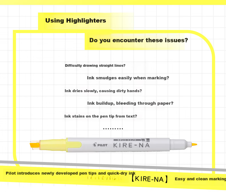 PILOT KIRE-NA Dual-Ended Highlighter Marker Non-Bleeding Colored Fluorescent Pen for Students Pink Orange 3