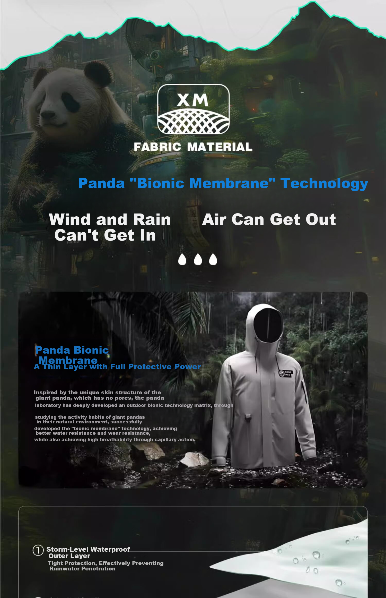 CAMEL Panda Collaboration Outdoor Waterproof Windproof Mountaineering Jacket Unisex A35BA18158 L 2