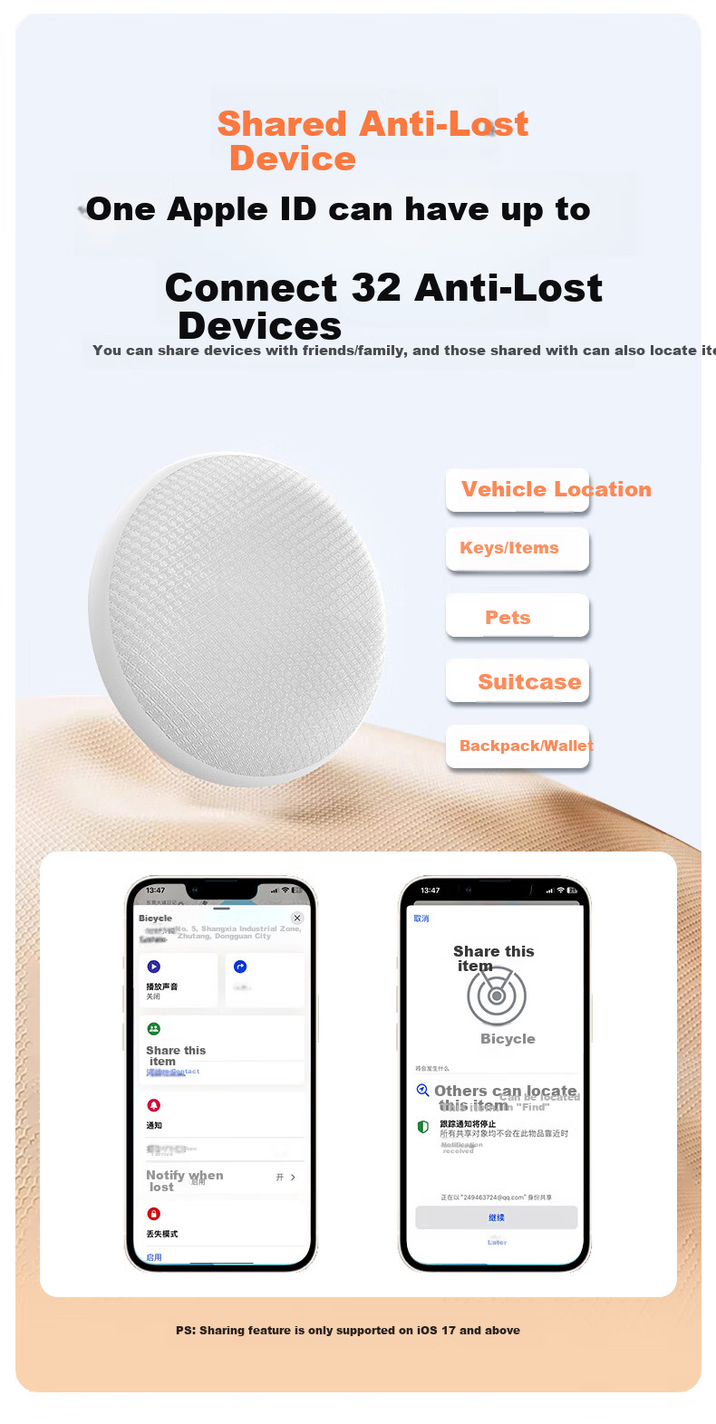 GDGO Apple Tracker Anti-Lost Waterproof Locator for AirTag Cat Dog Pet Collar Scarf Electric Vehicle Positioning Device MFi Certified 4