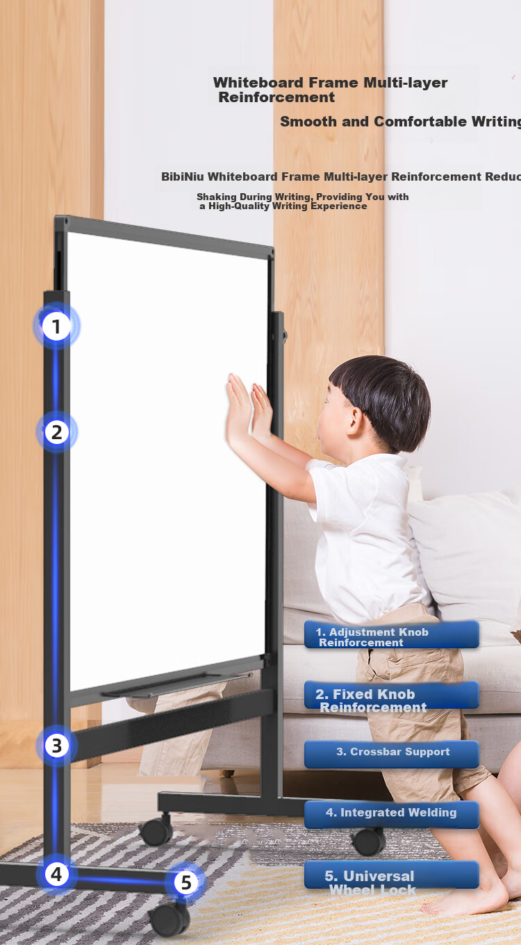 Bibiniu 90*150cm Double-Sided White Board with Green Board And Stand, Adjustable Height And Flip-Top, Office And Home Use Blackboard with H-Shaped Stand, White And Green Board BBNV-L90150 6