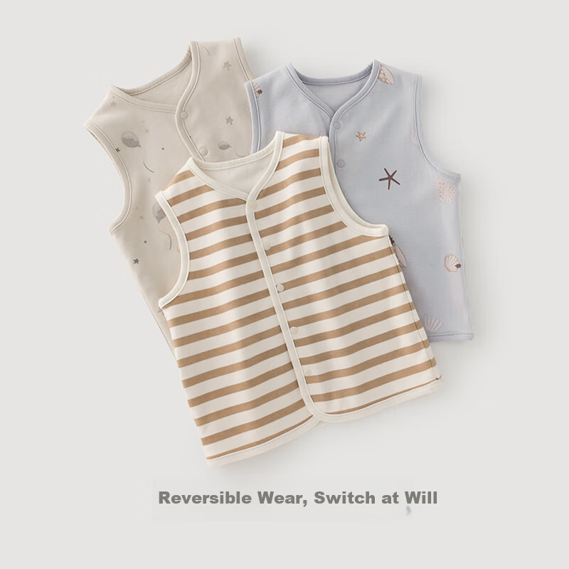 Guaiqi Bear Reversible Baby Cotton Vest Cardigan Jacket Spring Autumn Boys Girls Sleeveless Waistcoat