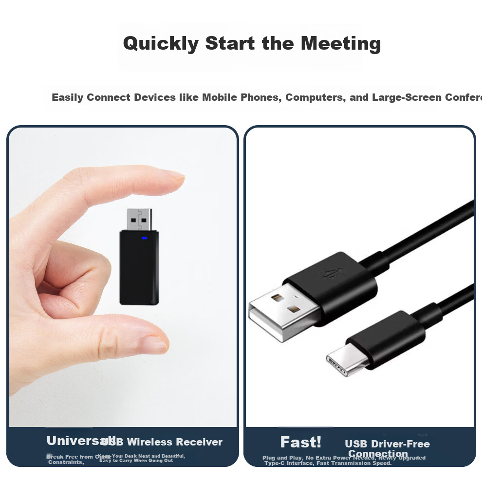 Hongshidao Video Conference Wireless 2.4G Omnidirectional Microphone Speaker Wireless USB Driver-Free Expansion Cascade One-to-Two Desktop Distributed Microphone HSD-M55 6