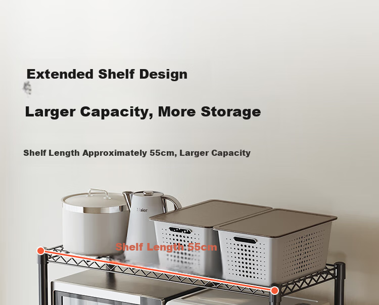 QIAONAMEI Kitchen Storage Rack Floor Standing Multi-Layer Shelf Snack Rack Fruit and Vegetable Storage Organizer Four Layers 55cm 2391 8