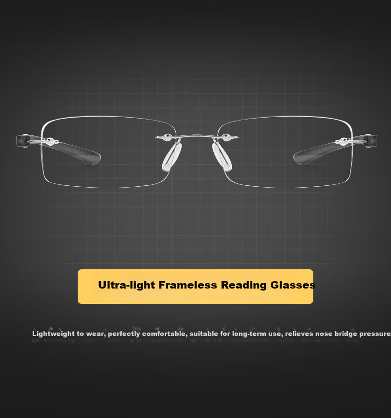 CAXMAN Ultra-Light Fashion Frameless Progressive High-End Genuine HD Blue Light Blocking Reading Glasses for Men and Women 3