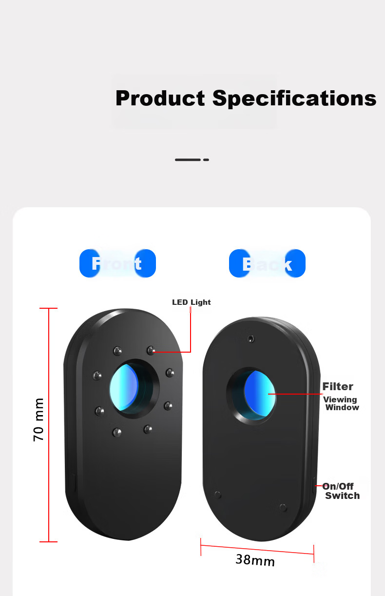 Masentek S001 Camera Detector Hotel Anti-Peeping Infrared Detection Device Anti-Surveillance Signal Scanner Intelligent 12