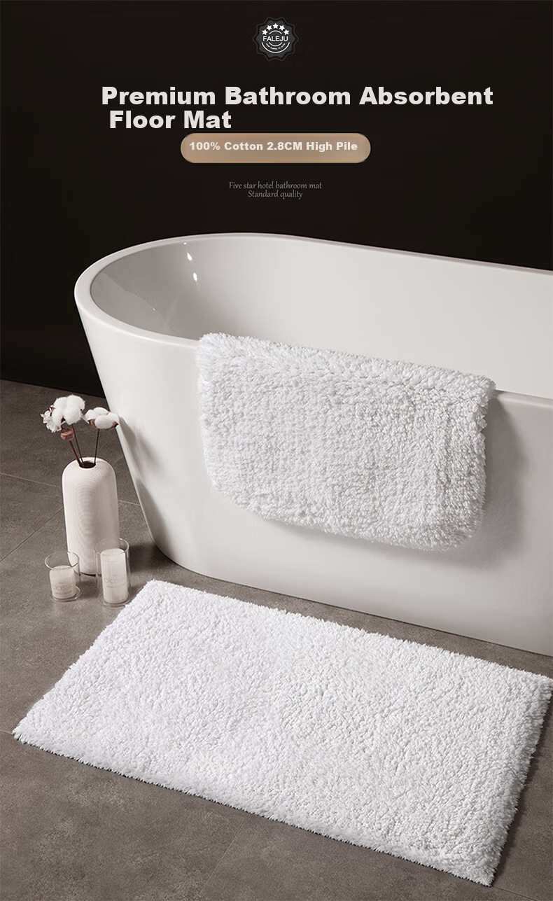 Faleju Bathroom Absorbent Thickened Pure Cotton Floor Mat Bedroom Entrance Mat Non-Slip Mat Hotel Floor Towel 40*60cm 1
