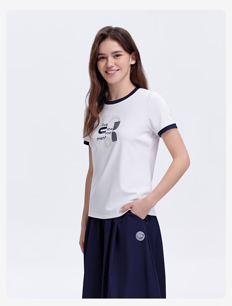 ELLE ACTIVE Versatile Letter Print Short Sleeve T-Shirt Women 2026 Summer Vibrant Colorblock Casual Sports Top White S 8