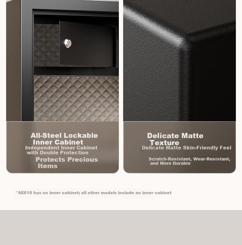 Deli Home Safe Box, Yao Zhen 60cm Fingerprint Unlock, All-Steel Anti-Theft Portable Small Gold Vault Can Be Used As Bedside Table, VA621 Gold 25