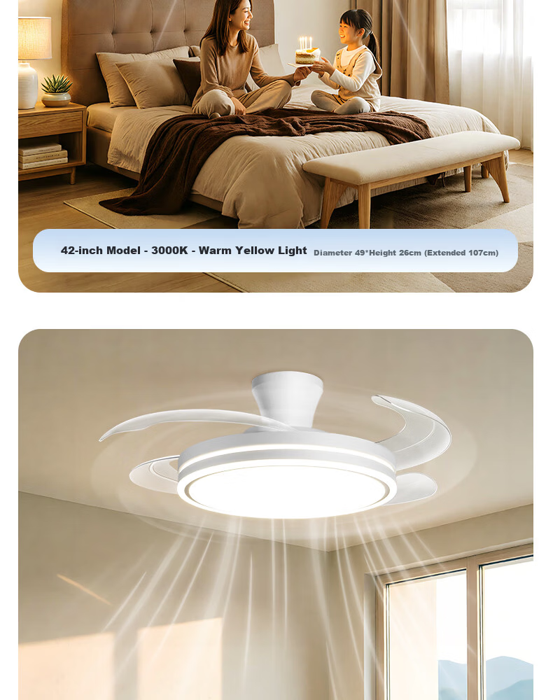 Dell Invisible Fan Light Pure Eye Protection Ceiling Fan Light Silent Home Dining Living Room Integrated Ceiling Fan Lamp New Electric Fan Light Fixture 22