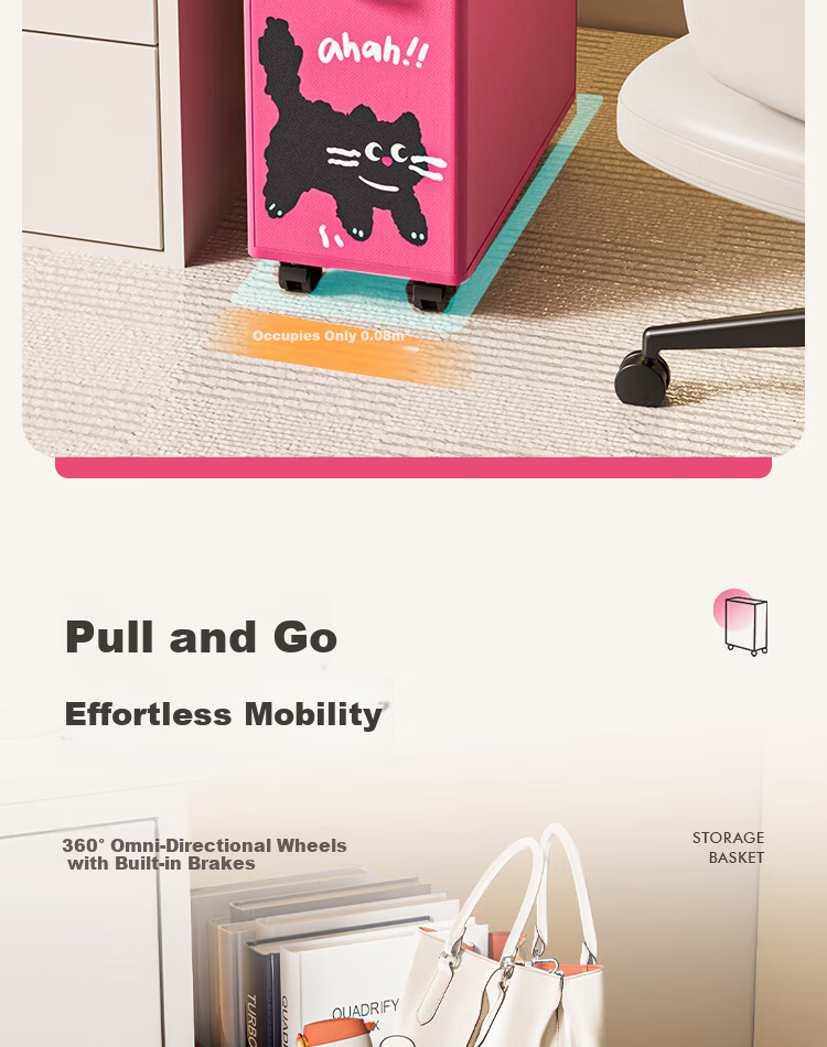 Fan Ye Office Under-Desk Storage Basket with Wheels, Student Dormitory Mobile Trolley, Workstation Movable Storage Rack 7