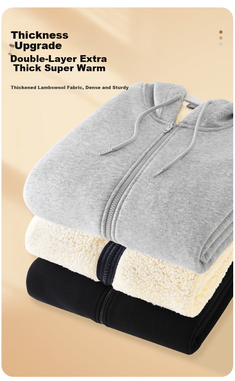Jeanswest Men's Winter Thickened Warm Lamb Fleece Cardigan Casual Comfortable Jacket 4