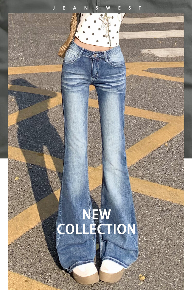 Jeanswest Women's American Vintage Low-Rise Slim Fit Slight Flare Stretch Skinny Jeans Dodge Blue L 1