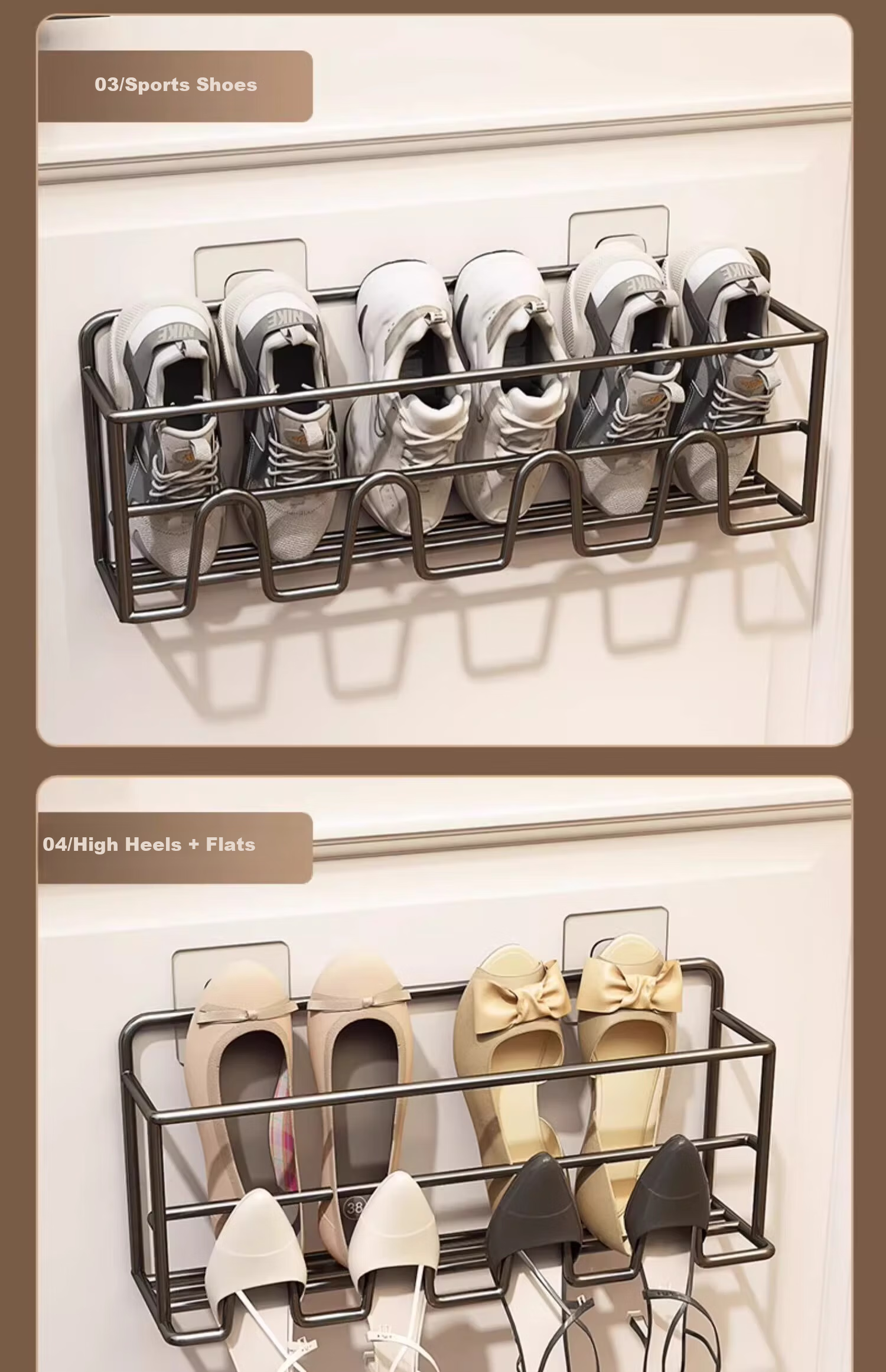 MUYA Over-the-Door Wall-Mounted Shoe Rack Dormitory Simple No-Drill Bathroom Wall Storage Shoe Organizer 17