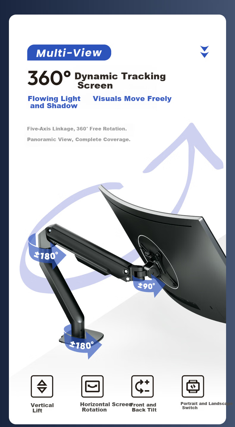 Brateck Beihu Monitor Arm Mechanical Arm Computer Stand Desktop Clamp Base Screen Riser Height Adjustable 17-32 Inch E360 Compatible with Zoway E350 Upgrade 10