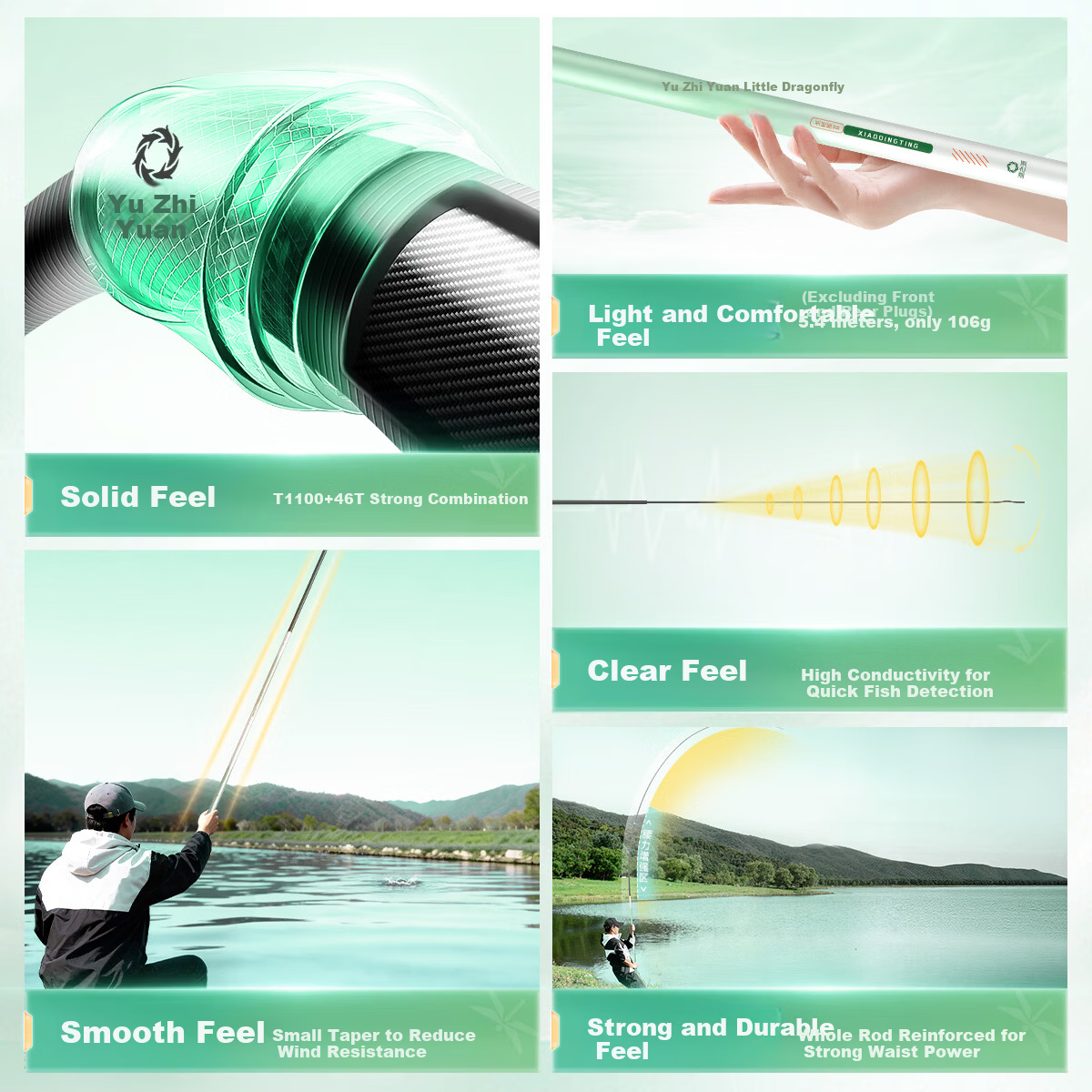 YuZhiYuan Fishing Tackle Telescopic Fishing Rod Lightweight Carbon Small Dragonfly II 28 Offset 19 Action