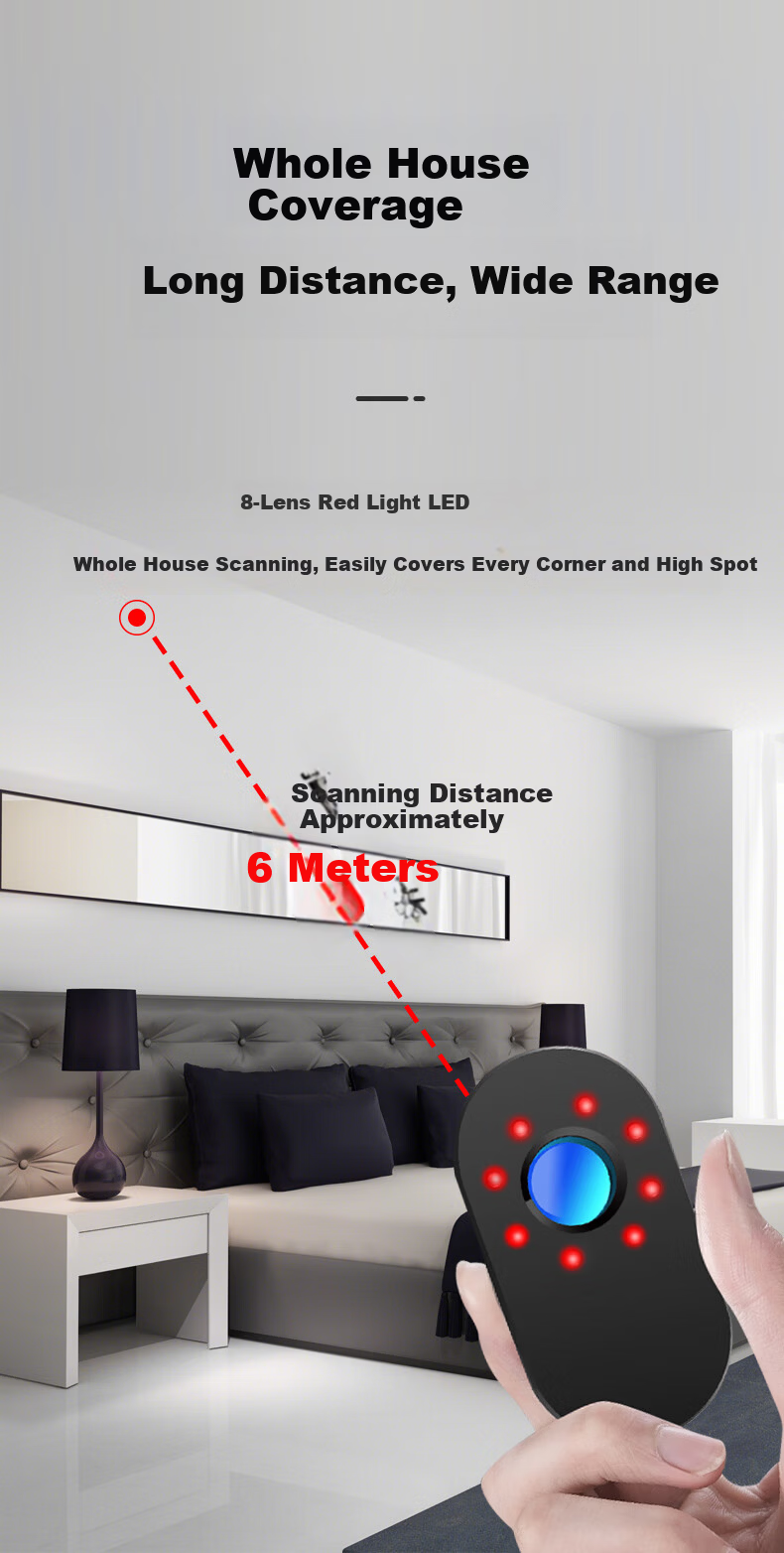 Masentek S001 Camera Detector Hotel Anti-Peeping Infrared Detection Device Anti-Surveillance Signal Scanner Intelligent 8