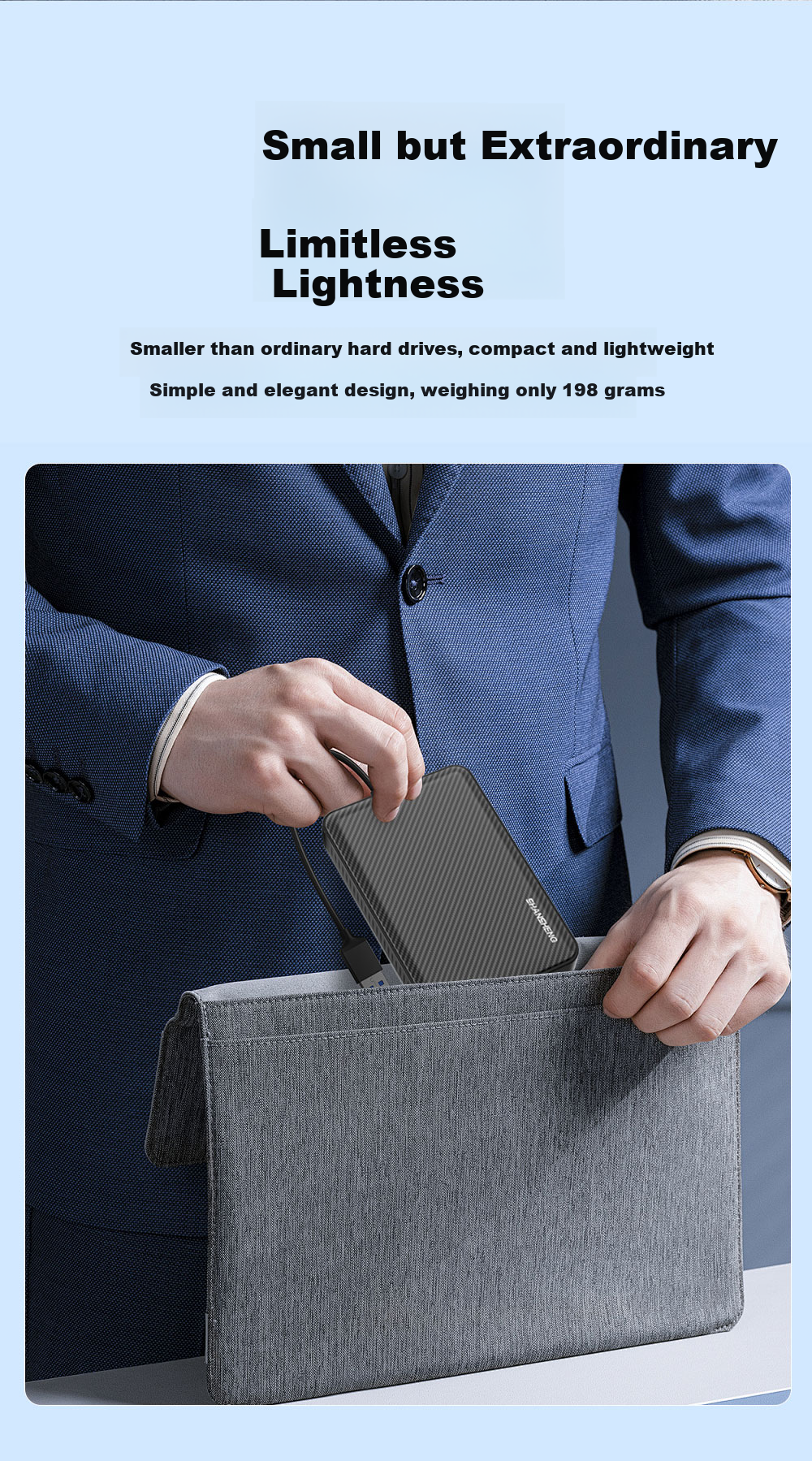 Shansheng 500GB Portable Hard Drive, USB3.0 Metal High-Speed Hard Drive, 2.5-Inch P7 Titanium Silver Color, Computer Hard Drive, Portable Storage for Data And Photos, Business Office Use, Dual-Use for Mobile Phones And Computers 3