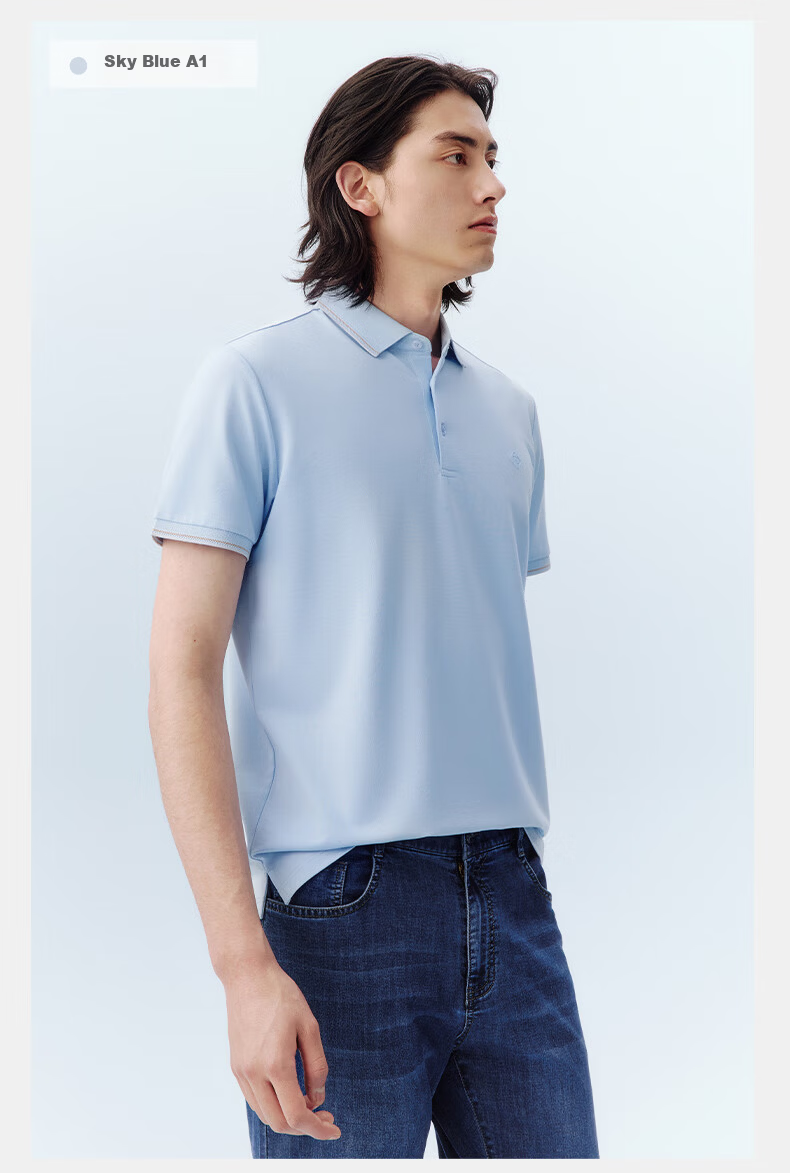 Hodo [Lin Gengxin's Style] Modal Silk Short-Sleeve Cool-Feeling Antibacterial Polo Shirt, Collared T-Shirt 22